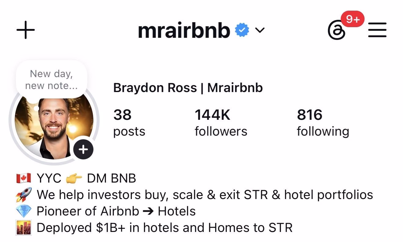 Mrairbnb Instagram profile, 140K+ followers