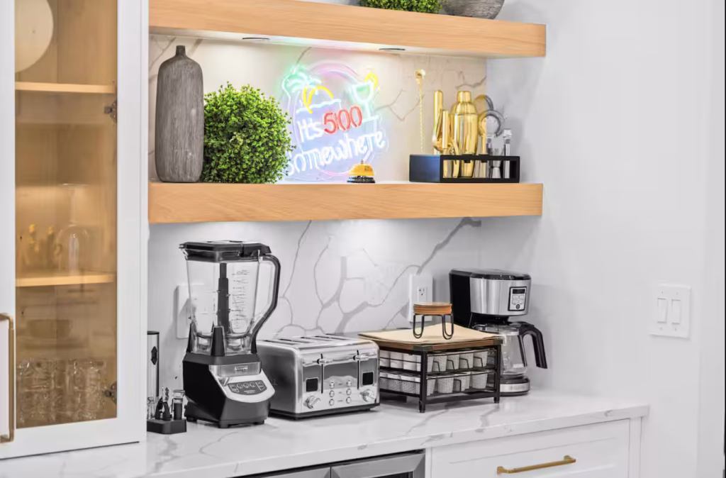 Coffee bar and prep counter at Tuxedo BnB