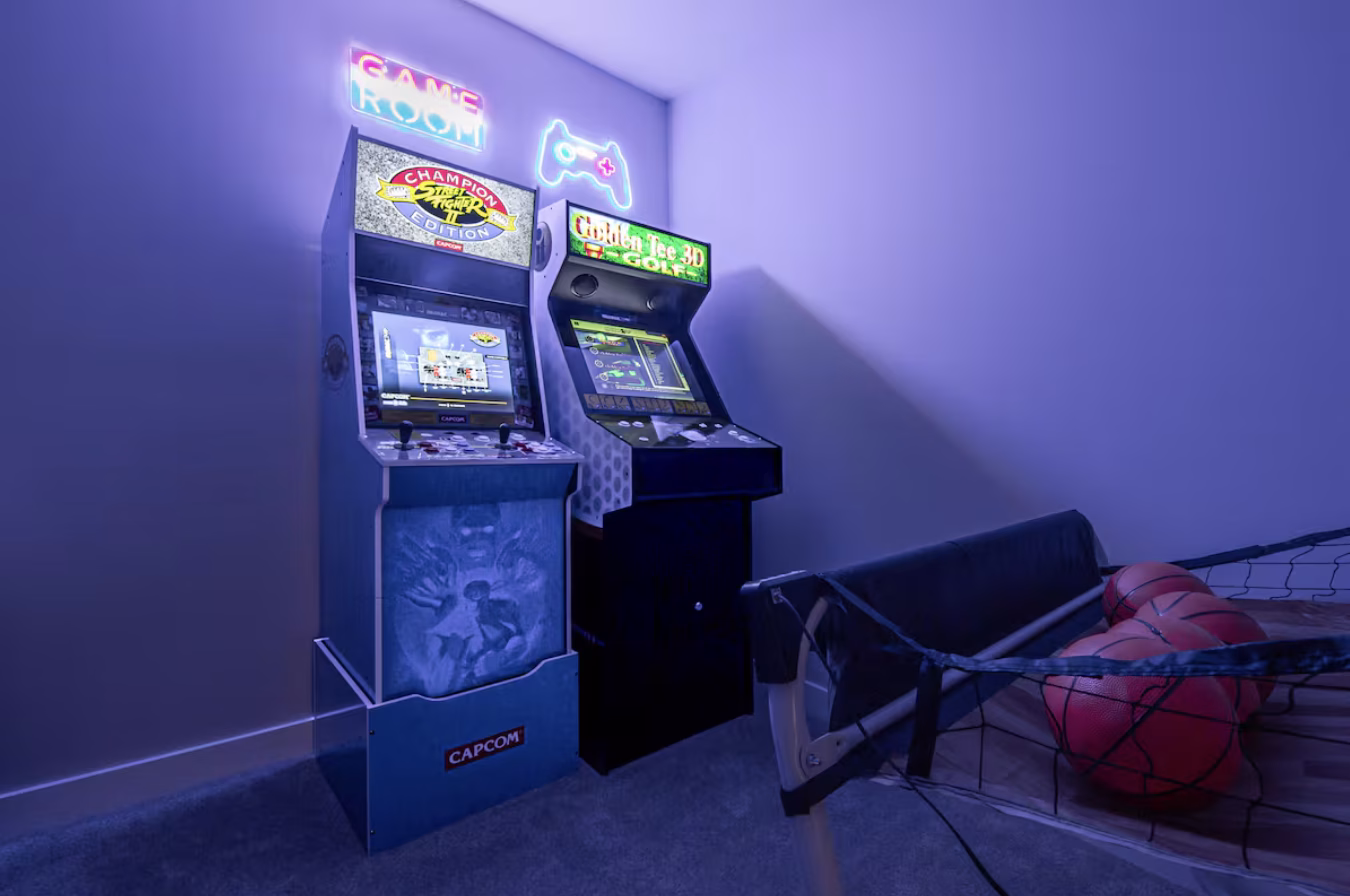 Arcade games room in the Radium Hot Springs mountain retreat
