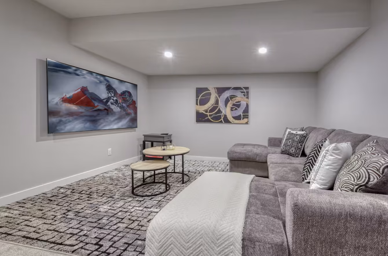 Lower lounge in the Radium Hot Springs mountain retreat