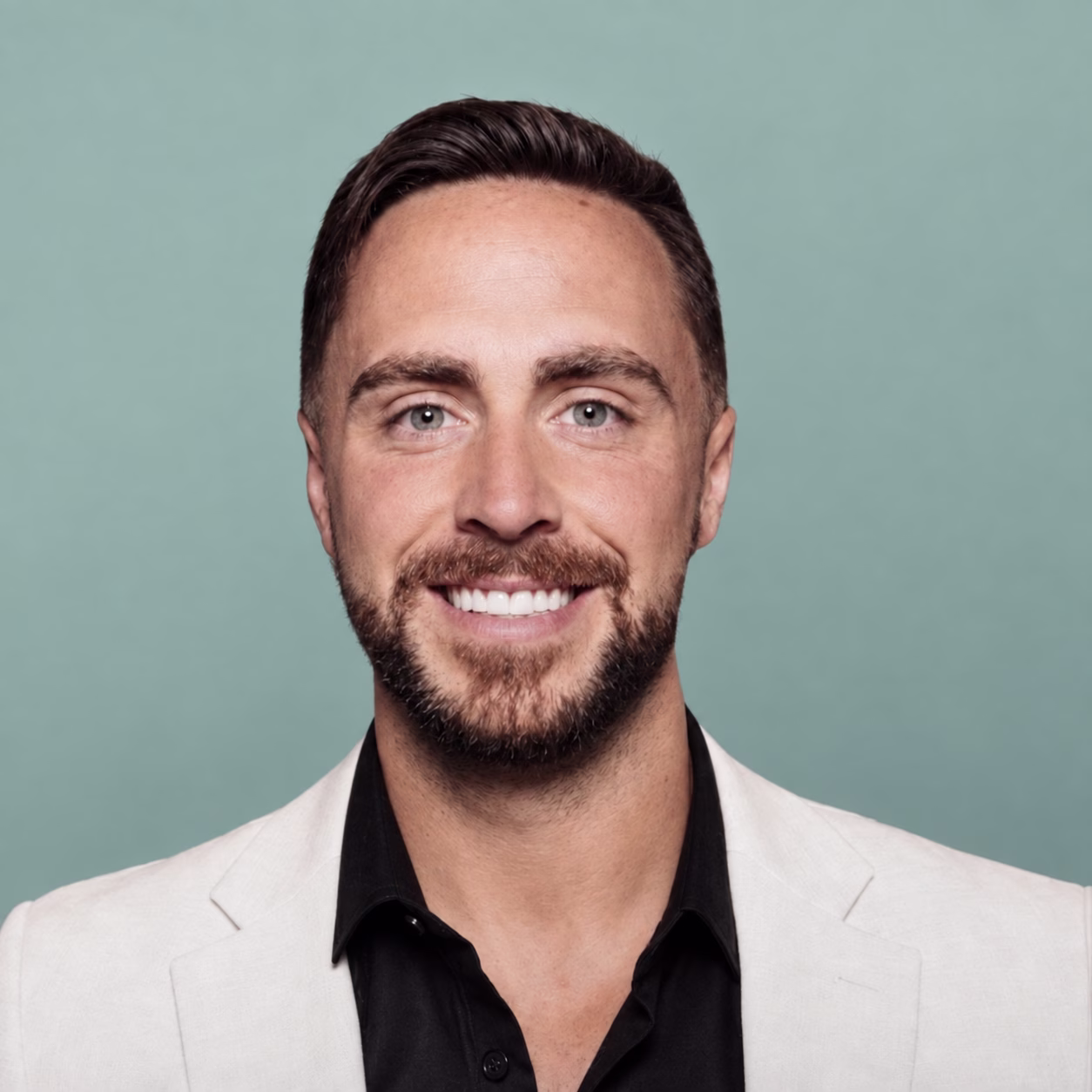 Braydon Ross, founder of Ross Stays, in a cream blazer